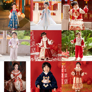 古月家【冬季断码清仓】汉服女童冬款红色喜庆加厚拜年服套装特价