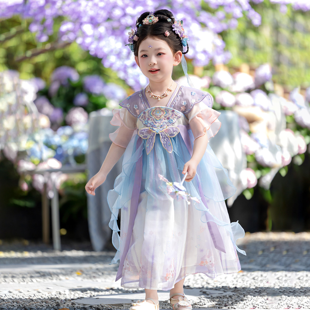 汉服女童2026夏款儿童高端仙气公主礼服裙女孩古风飘逸薄款连衣裙