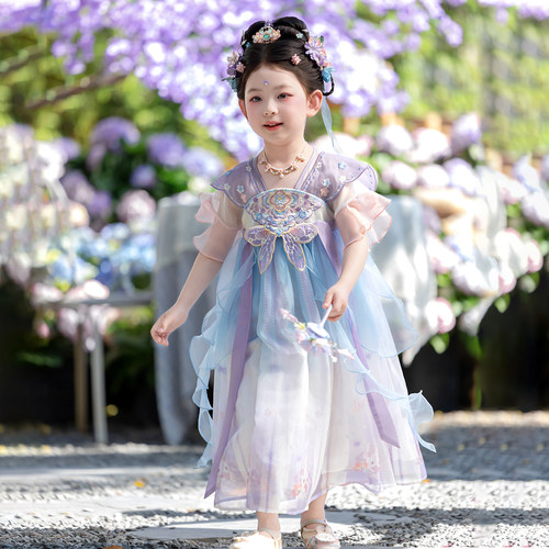 汉服女童2026夏款儿童高端仙气公主礼服裙女孩古风飘逸薄款连衣裙
