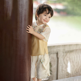 男童汉服2026夏款儿童新中式国风裤子套装小男孩中秋古装表演服装