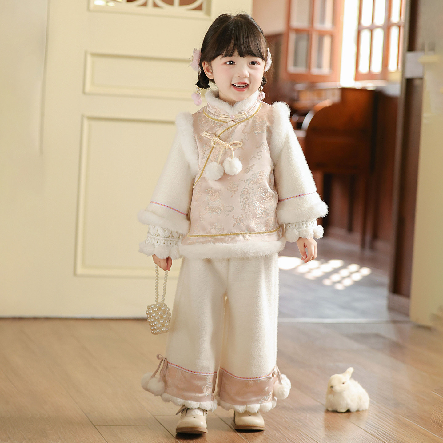 汉服女童冬款2025新款女孩新中式国风唐装儿童加绒裤子套装拜年服,童装/婴儿装/亲子装,汉服,淘宝优惠券,粉丝福利购,淘宝优惠卷