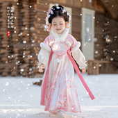 汉服女童冬款 儿童高端仙气可爱兔子加绒连衣裙女孩公主裙 2025新款