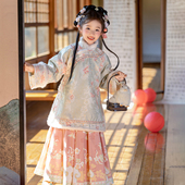 汉服女童冬款 儿童拜年服 国风马面裙加绒套装 2025新款 小女孩新中式