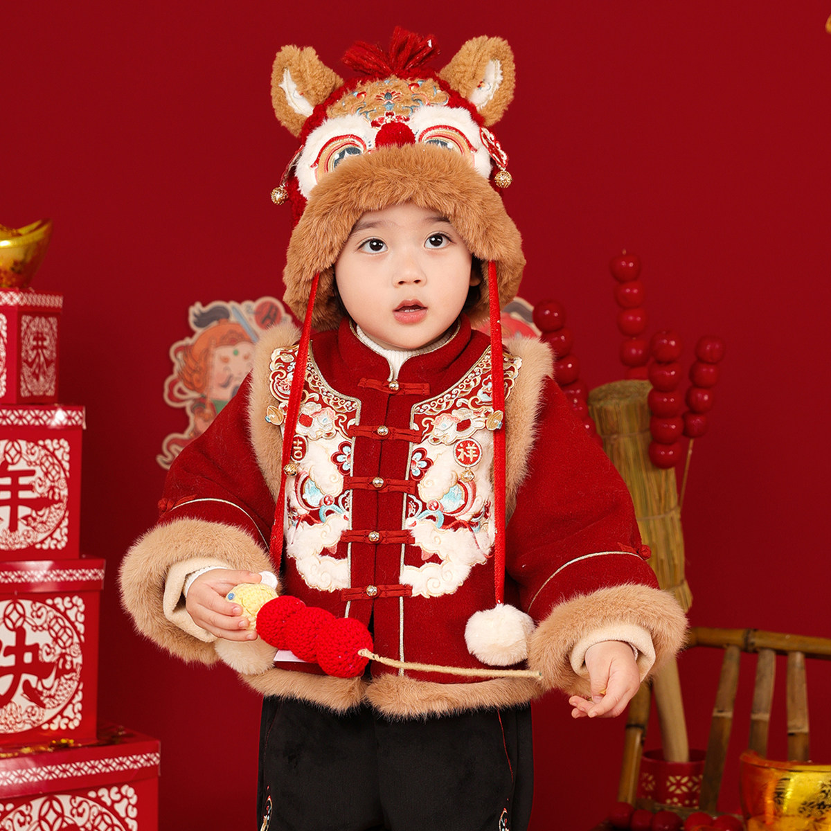 男童汉服2025冬款儿童红色喜庆加厚拜年服男孩新中式国风唐装外套,童装/婴儿装/亲子装,汉服,淘宝优惠券,粉丝福利购,淘宝优惠卷