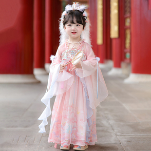 汉服女童2025春秋款 儿童中秋嫦娥仙子国风仙气公主连衣裙玉兔襦裙
