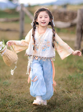 汉服女童2026春秋款儿童国风新中式裤子套装小女孩仙气古装三件套