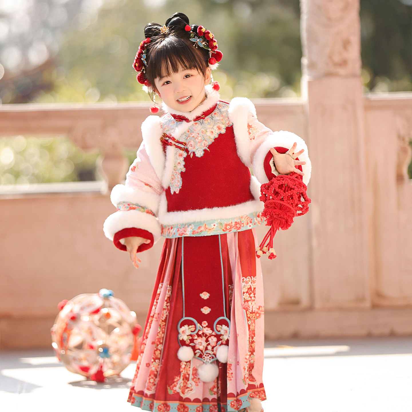 汉服女童2025冬款儿童新中式国风仙气红色拜年服套装小女孩马面裙,童装/婴儿装/亲子装,汉服,淘宝优惠券,粉丝福利购,淘宝优惠卷