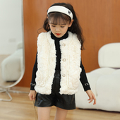 时尚 仿皮草兔毛女童马甲韩版 小香风毛毛儿童加厚背心 新款 2025冬季