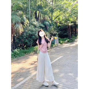 夏裝 減齡穿搭鹽系輕熟粉色上衣兩件套 搭配一整套小個子多巴胺時尚
