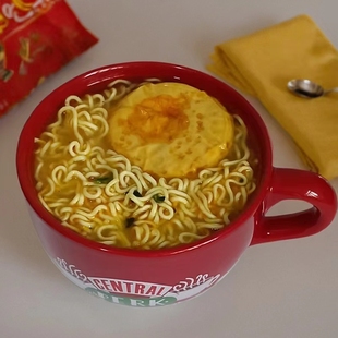 办公室学生宿舍陶瓷碗杯泡面碗带盖勺带手柄可微波炉大容量早餐杯