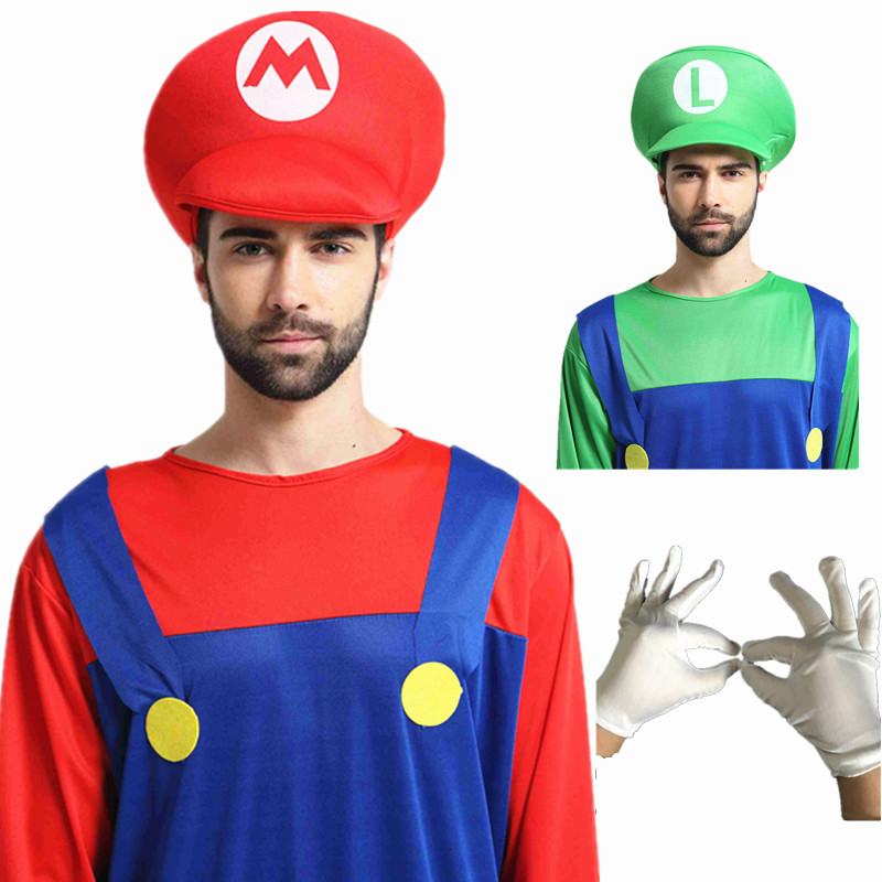万圣节舞台小孩装扮超级玛丽马里奥红帽子绿帽子原谅帽