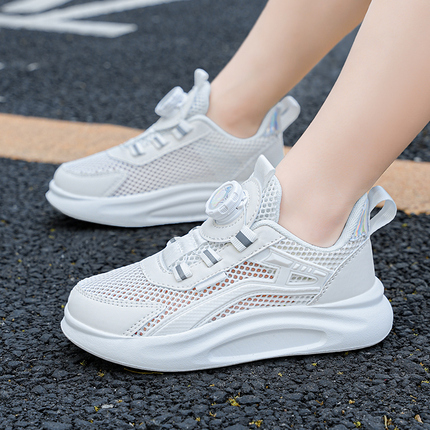 ABC SHIELD女童小白鞋夏季单网透气儿童运动鞋女孩校园白色跑步鞋