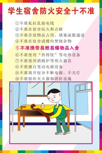 749贴纸海报展板喷绘素材506校园文化学生宿舍防火安全十不准之五
