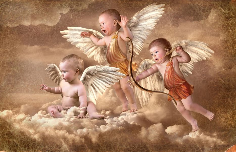 567居家海报展板喷绘素材贴纸图片136天空云彩上的天使婴儿宝宝