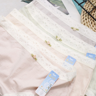 3条起包邮彩田女士平角内裤棉加莫代尔提花中/高腰抗菌内裆锁温