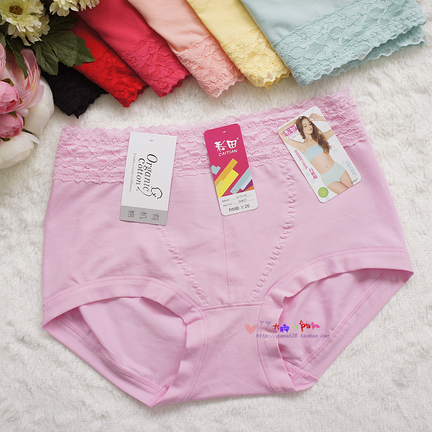 棉内裤彩田有机棉包邮收腹女
