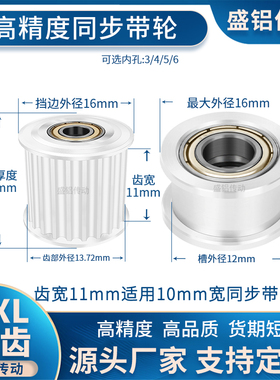 MXL22齿同步带轮涨紧面轴承齿宽11内孔4/5/6/8惰轮现货非标同步轮