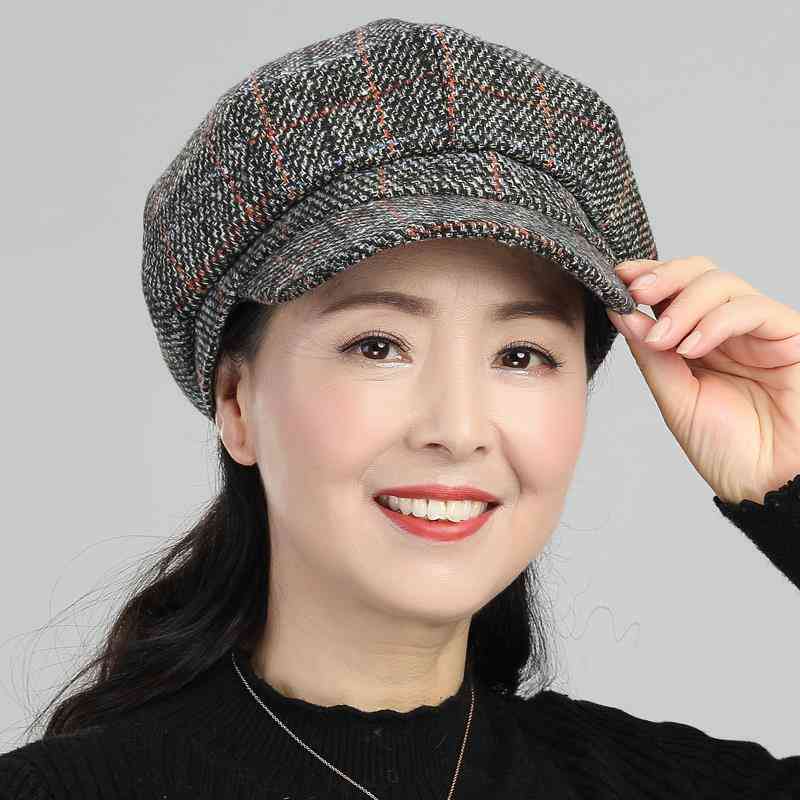中老年人妈妈八角帽春秋中年女士