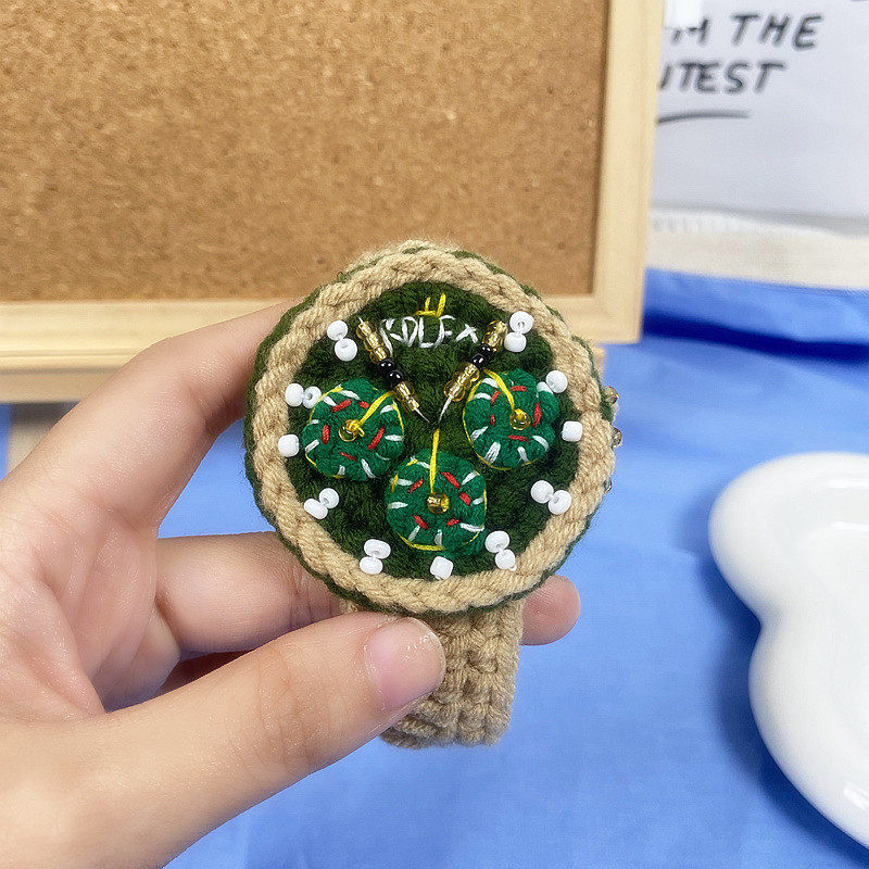 WANG YUAN의 같은 스타일 울 니트 시계 DIY 크리 에이 티브 쥬얼리 손으로 만든 디자인 남성과 여성 시계 커플을위한 고급 선물