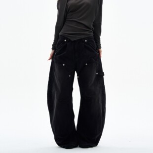 美式设计感小众直筒伐木工装裤女春秋高级感痞帅牛仔裤情侣裤子潮