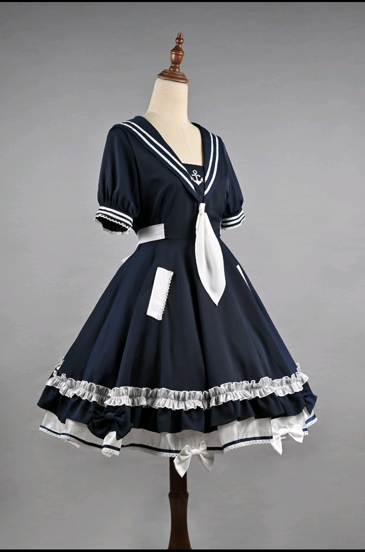 四月安|夏季新款水手服 海笛op连衣裙lolita(预览)
