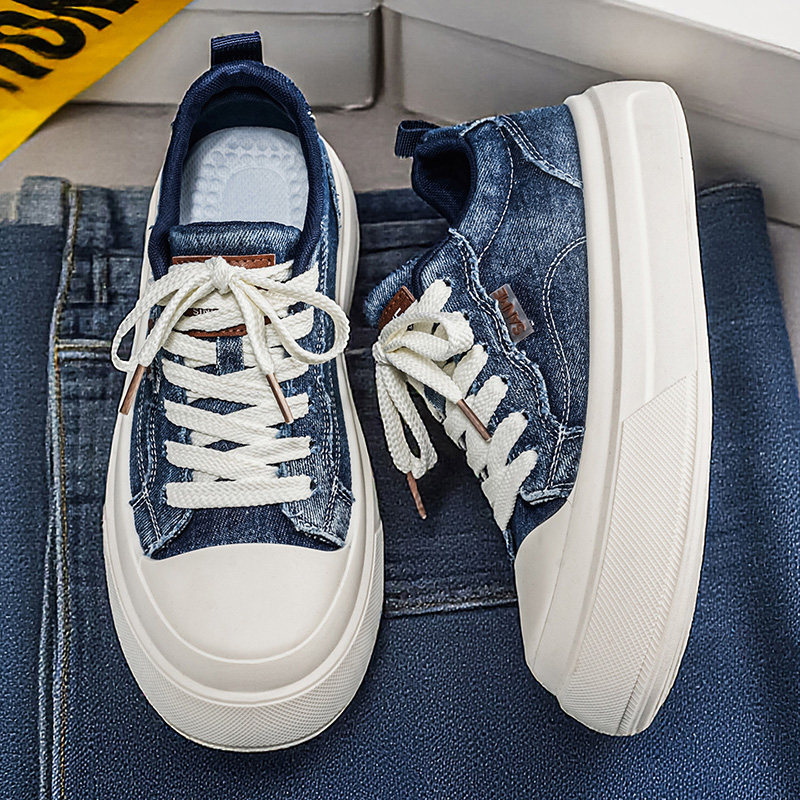 帆布男鞋2026新款韩版百搭休闲板鞋男青少年学生厚底增高运动潮鞋