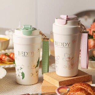 杯具熊心气保温杯咖啡杯双饮带吸管直饮杯小巧办公杯女随手杯简约