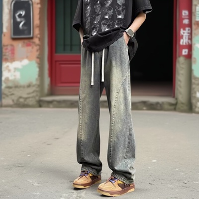 美式复古牛仔裤男春秋季新款