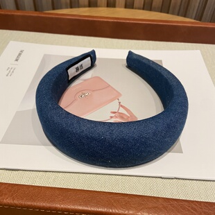 新款韩式牛仔高颅顶发箍高级感简约时尚轻奢头箍