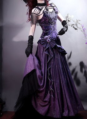 原创正版神秘夜曲Lolita暗黑魔女系洛丽塔哥特吊带连衣裙衬裙套装