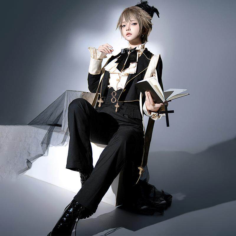 原创正版Lolita祷告者哥特风王子系西装外套裤子洛丽塔基佬装套装
