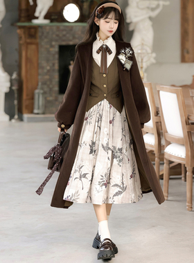 原创正版植物学家SK洛丽塔复古英伦风修身马甲半裙洛丽塔四件套装