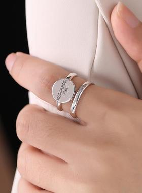 韩版戒指S925银字母小众设计感女
