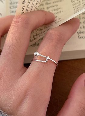 S925纯银圆珠推拉戒指女