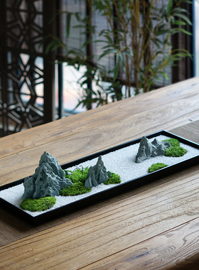 永生白发藓枯山水苔藓景观摆件酒店软装镇宅新中式样品屋展示中心