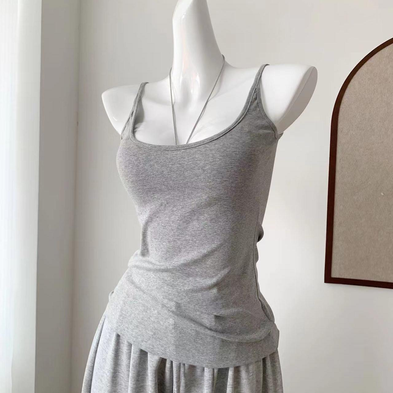 纯欲小吊带背心女夏西装内搭美背文胸一体打底内衣带胸垫瑜伽上衣