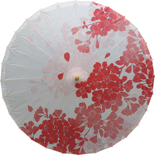 定制古典桐油纸伞防雨防晒婚礼走秀舞蹈汉服道具装饰收藏红色樱花