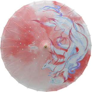 定制泸州油纸伞防雨防晒伞汉服装饰走秀道具伞收藏祥云黑白九尾狐