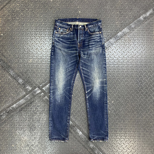 威络深蓝猫须磨白修身小脚赤耳牛