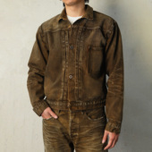 咖色泥染四扣大战 TYPE WIROTE威络 合身正肩短款 牛仔夹克外套