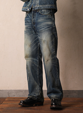 百年信物Heath系列日产套装袋盖宽松直筒赤耳牛仔裤 WIROTE/威络