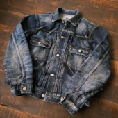 合身正肩修身 WIROTE威络 午夜渊蓝水洗做旧擦色 牛仔夹克外套上衣