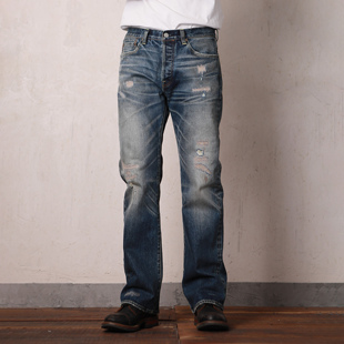 微弹破洞缝补洗水牛仔靴裤 日产黑木粉耳面料 匠行 WIROTE威络