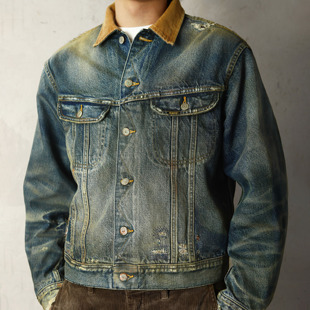 WIROTE威络 日产元年风暴骑士正肩合身版型 旧化云雾黄绿夹克外套