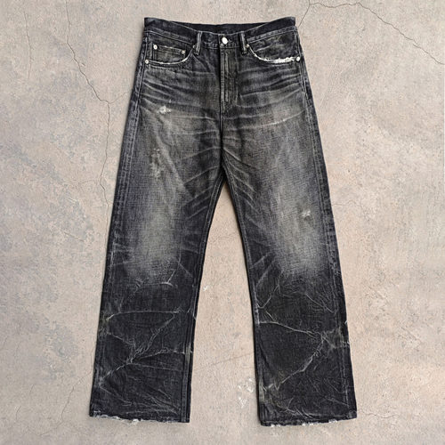 威络闪电黑纹旧化水洗宽松赤耳牛