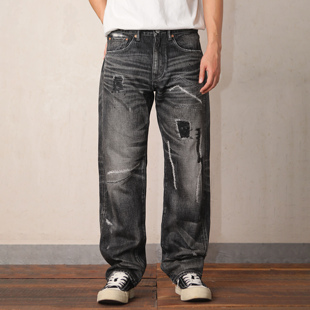 WIROTE威络 FLASH SAVAGE闪电刀割复刻牛王 宽松直筒赤耳牛仔裤
