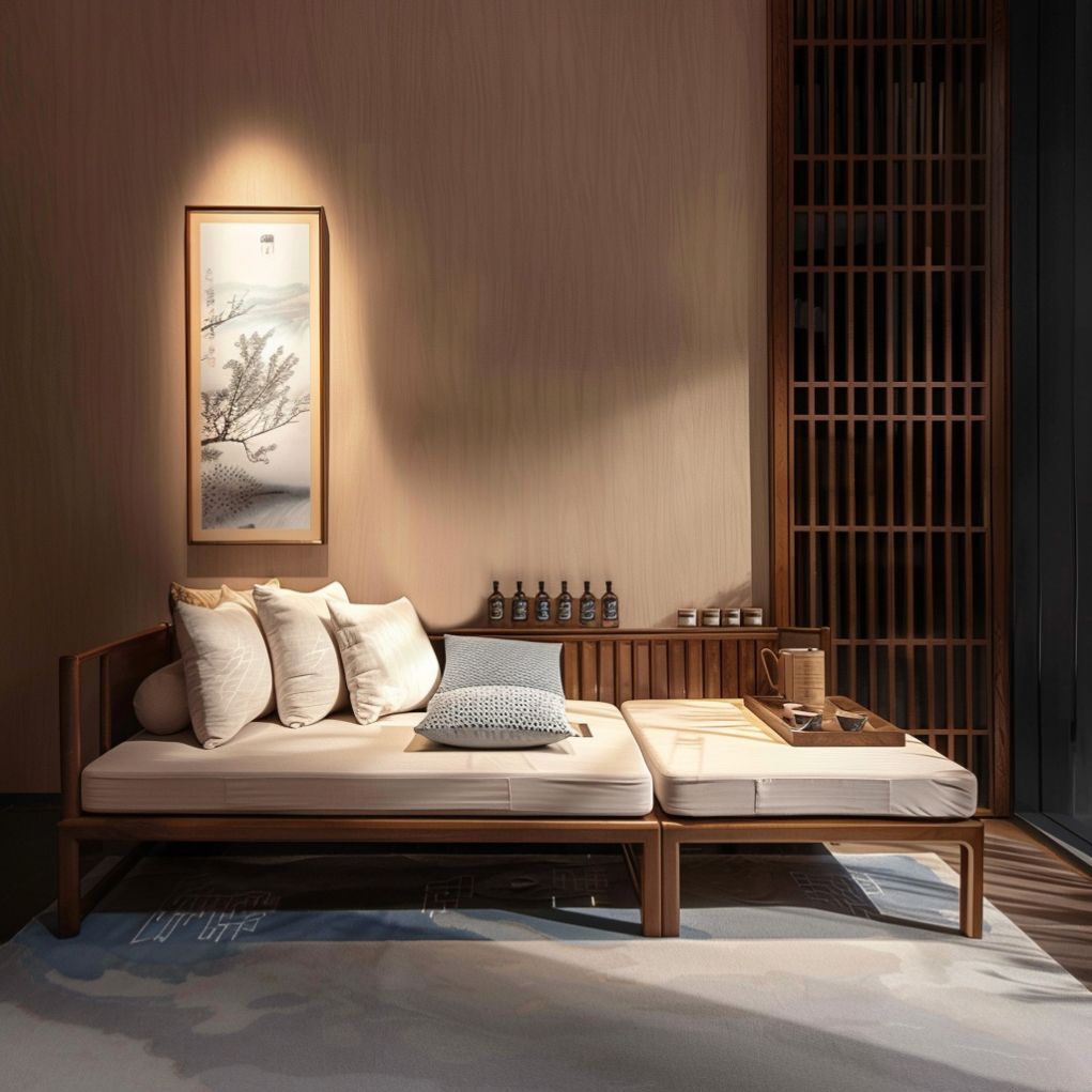 新中式禅意黑胡桃实木罗汉床沙发贵妃椅现代简约客厅意式轻奢家具