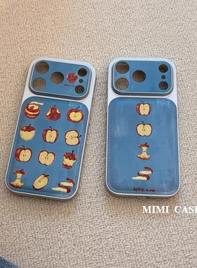 MIMI · ins手绘素描满屏苹果核适用苹果17promax手机壳iphone16pro女13/14新款电镀皮纹15promax防摔保护壳
