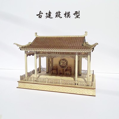 微缩景观模型木质古建筑拼装中式古风戏台亭子diy手工制作材料
