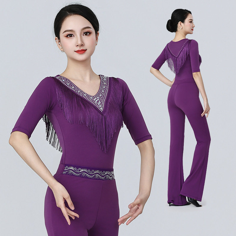 2026新款高级感蕾丝流苏女上衣形体礼仪训练导师服装喇叭裤套装